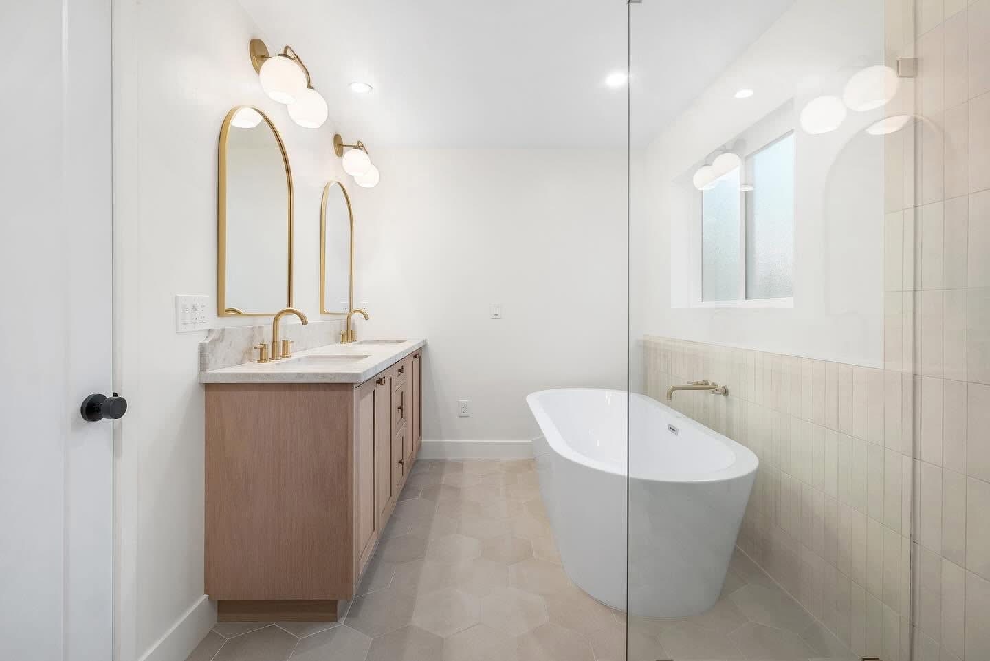 Primary bathroom built as part of a home addition