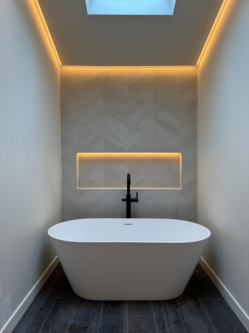 Spa-style bathroom added during a home addition