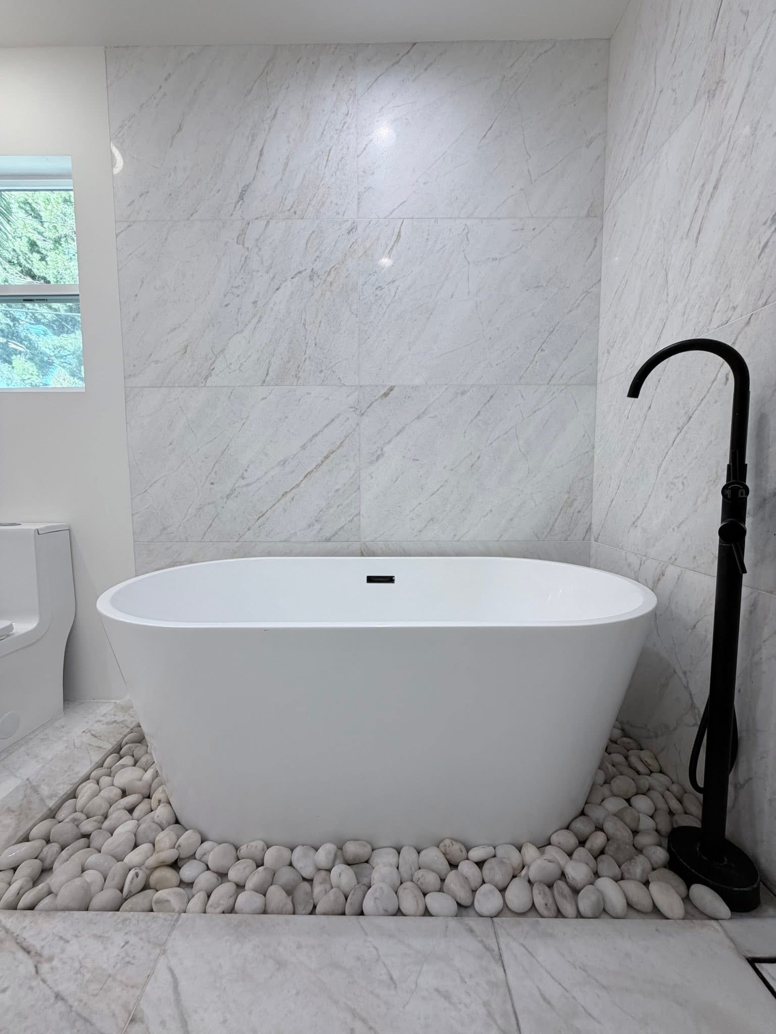 Modern bathroom remodel with walk-in shower